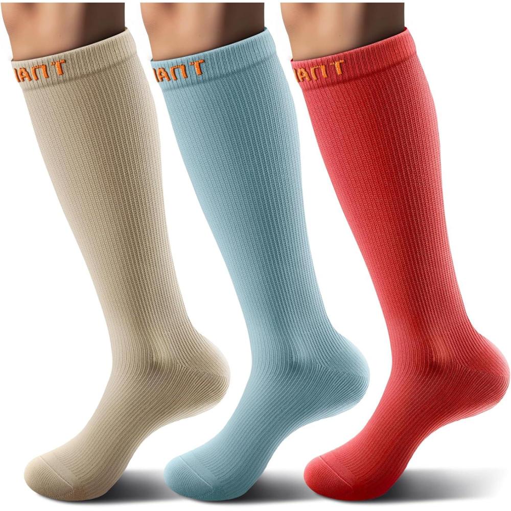 imageBULLIANT Compression Socks 3Pairs1520mmHg Circulation Support Men Women Hiking Sports RecoveryUpgraded Wicking Tech3pairs3 Color Mixed7962