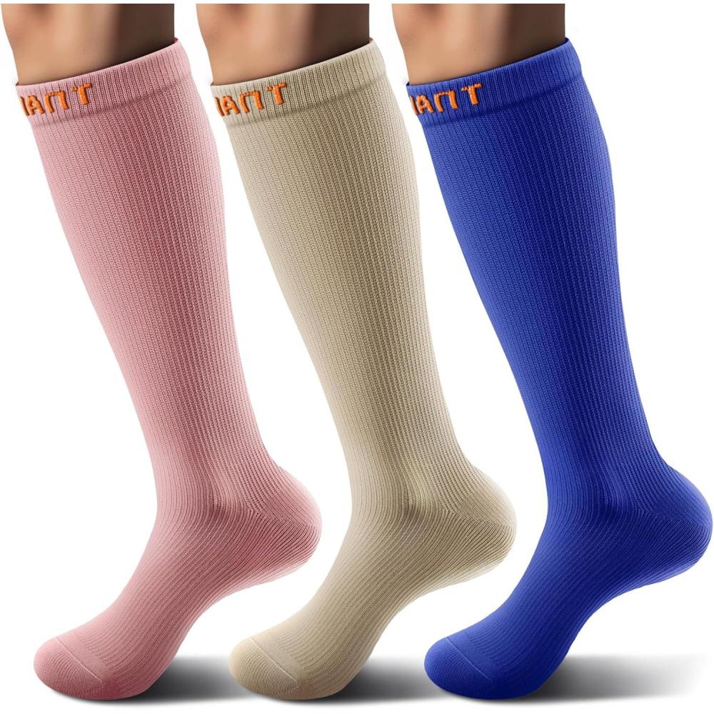 imageBULLIANT Compression Socks 3Pairs1520mmHg Circulation Support Men Women Hiking Sports RecoveryUpgraded Wicking Tech3pairs3 Color Mixed7963