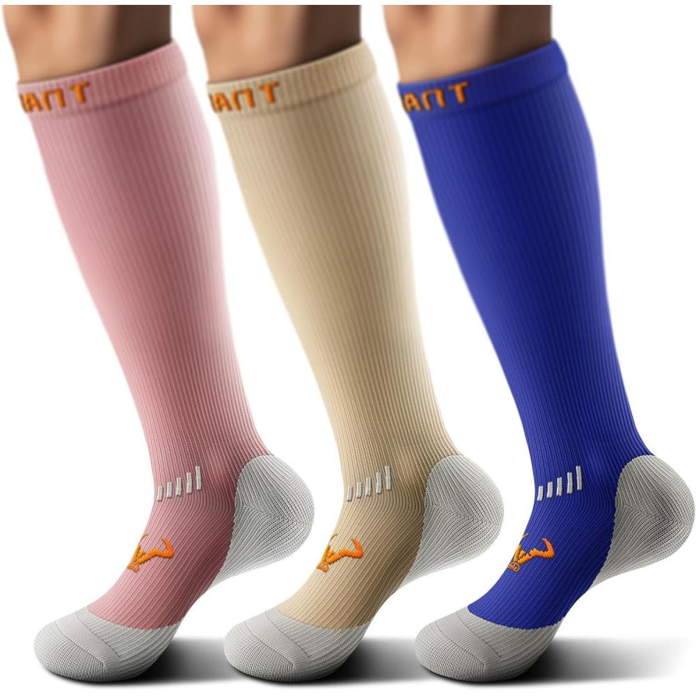 imageBULLIANT Compression Socks 3Pairs1520mmHg Circulation Support Men Women Hiking Sports RecoveryUpgraded Wicking Tech3pairs3 Color Mixed8397