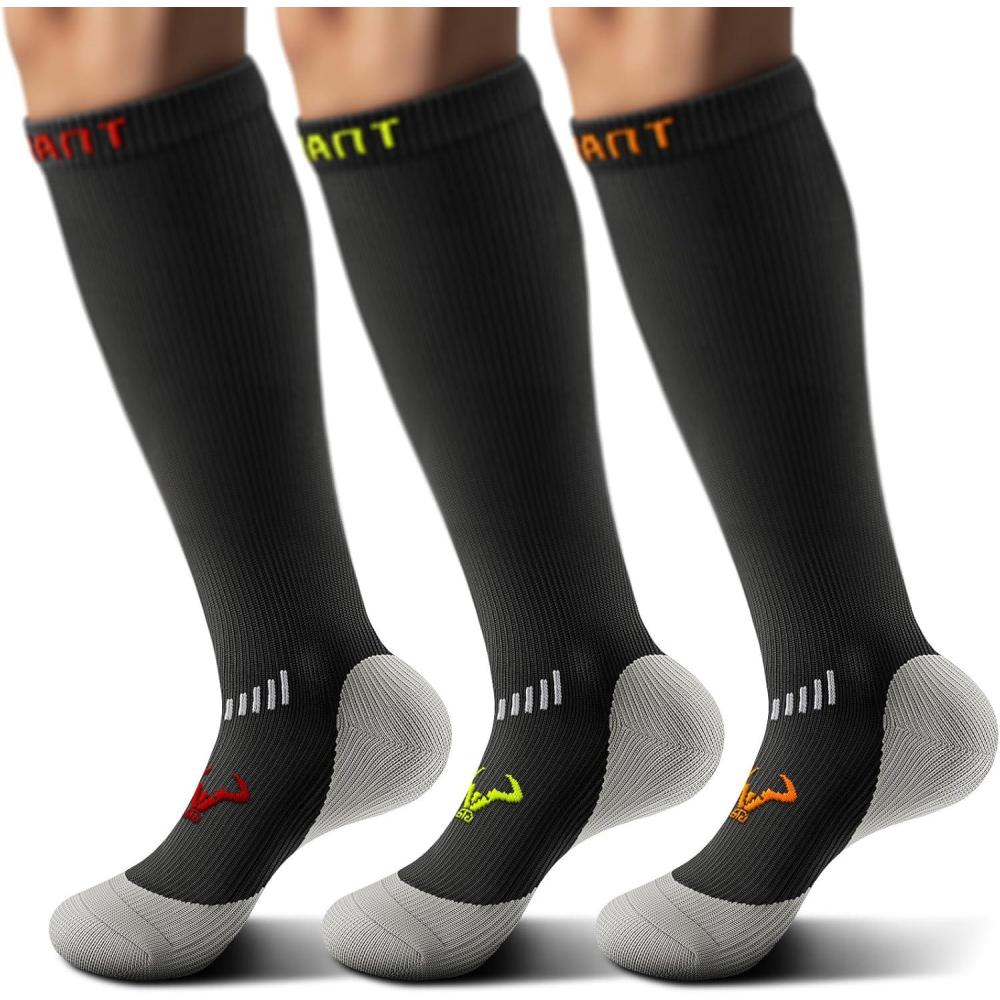 imageBULLIANT Compression Socks 3Pairs1520mmHg Circulation Support Men Women Hiking Sports RecoveryUpgraded Wicking Tech3pairsblack8394