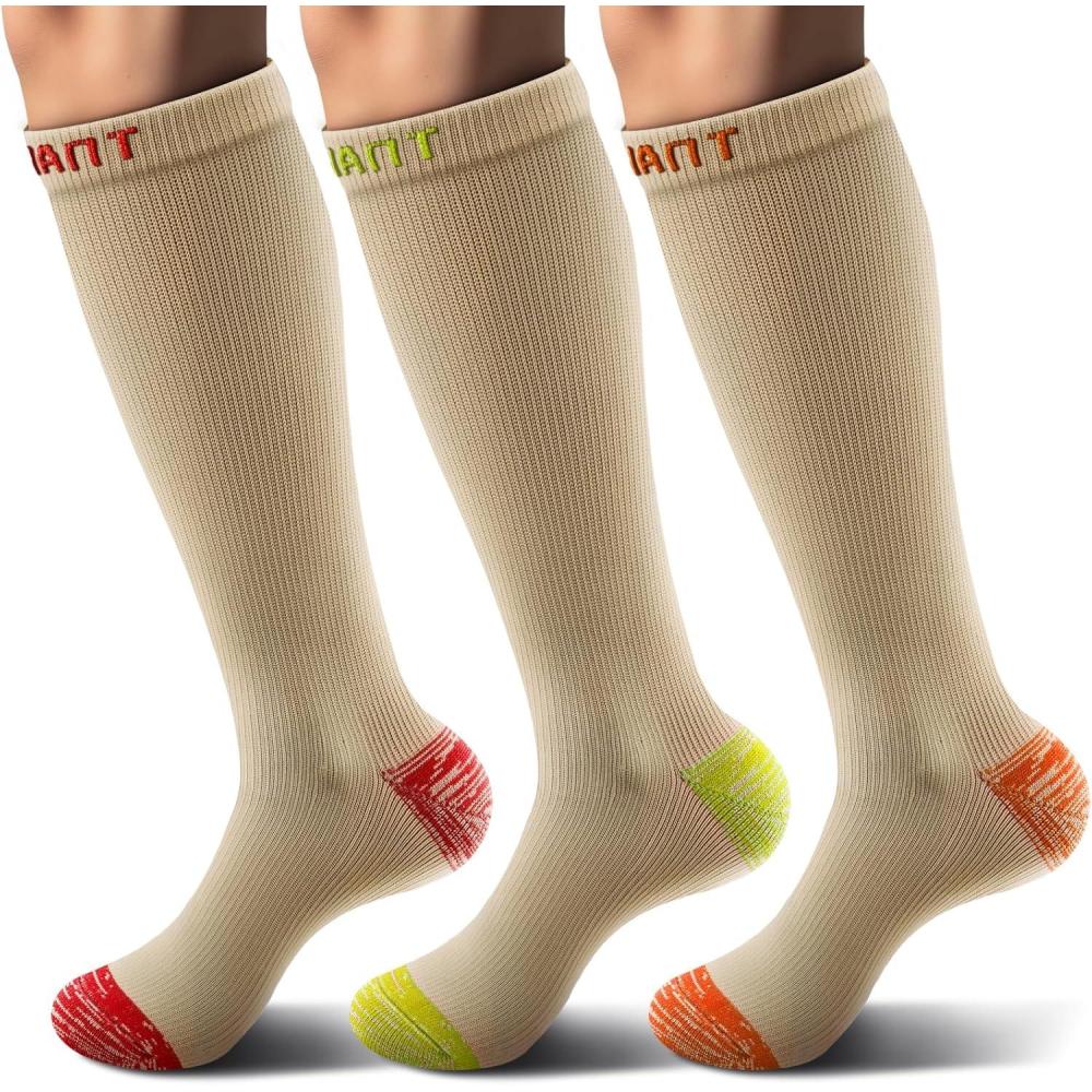imageBULLIANT Compression Socks 3Pairs1520mmHg Circulation Support Men Women Hiking Sports RecoveryUpgraded Wicking Tech3pairsnude7966