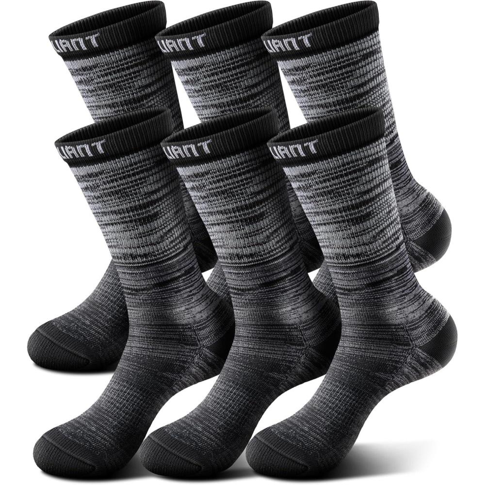 imageBULLIANT Compression Socks for Men 6Pairs Athletic Crew Socks Cushioned For Men Sports RunningArch Support6pairsblack8424