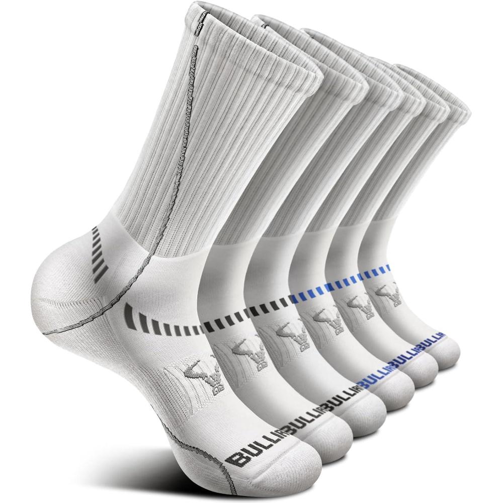 imageBULLIANT Compression Socks for Men 6Pairs Athletic Crew Socks Cushioned For Men Sports RunningArch Support6pairswhite3713
