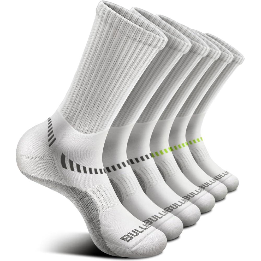 imageBULLIANT Men Athletic Socks Compression Sports Crew Socks Cushioned For Men Outdoor Running HikingArch Compression Support6pairswhite3728