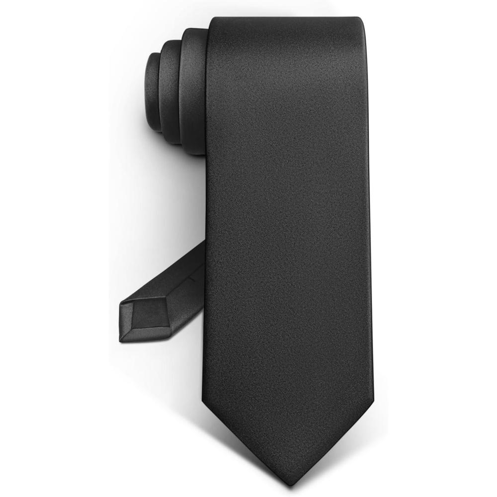 imageBULLIANT Men NecktiesSolid Color Neckties Texture for Gift Men Dress 58quot x 32quotBlack7630