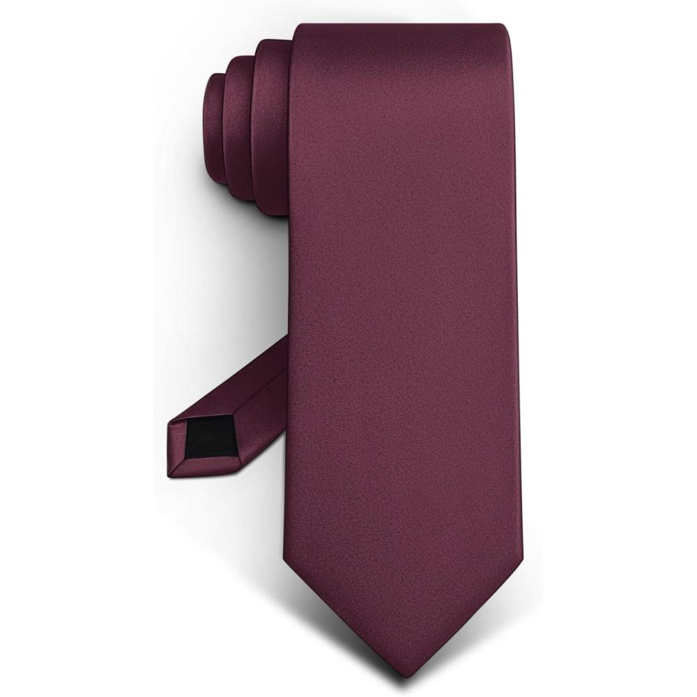 imageBULLIANT Men NecktiesSolid Color Neckties Texture for Gift Men Dress 58quot x 32quotBurgundy7632