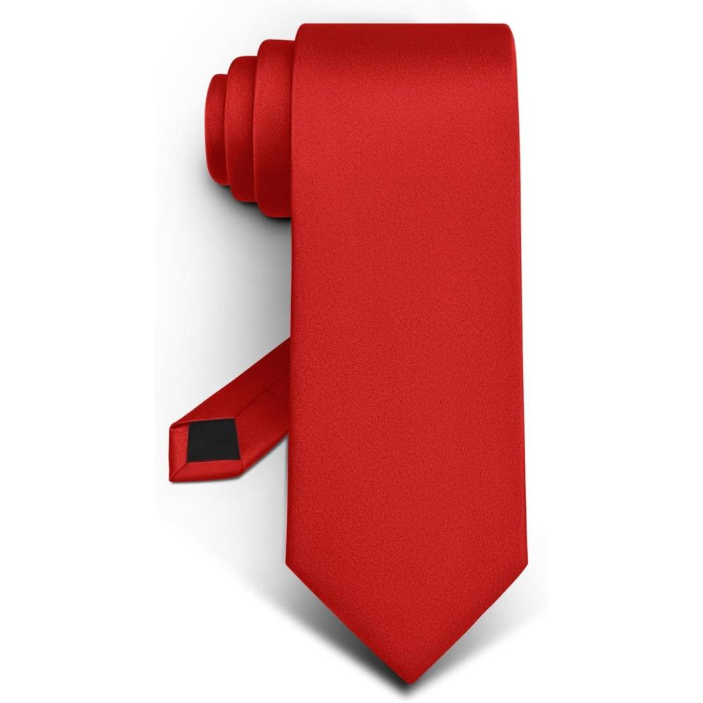 imageBULLIANT Men NecktiesSolid Color Neckties Texture for Gift Men Dress 58quot x 32quotRed7633