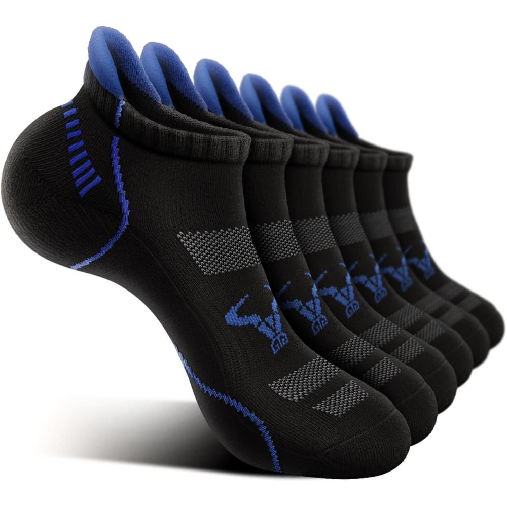 imageBULLIANT Men Running Socks 6PairsAnkle Athletic Socks Wicking Cushioned for Men WalkingArch Compression Support6pairsblack3654