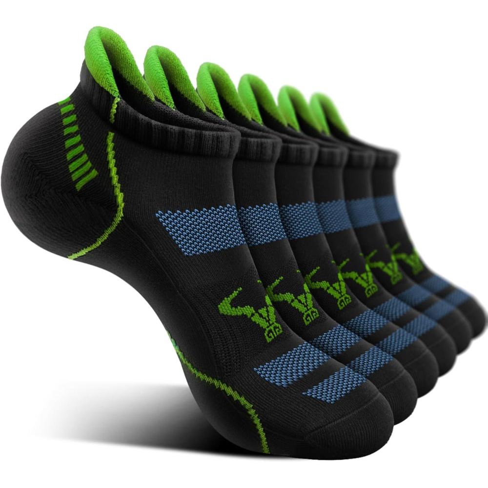 imageBULLIANT Men Running Socks 6PairsAnkle Athletic Socks Wicking Cushioned for Men WalkingArch Compression Support6pairsblack3655