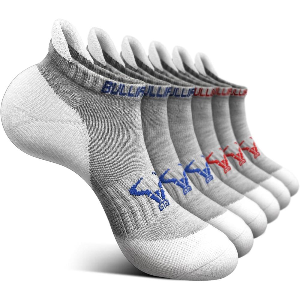 imageBULLIANT Men Running Socks 6PairsAnkle Athletic Socks Wicking Cushioned for Men WalkingArch Compression Support6pairsgray Heather 3643