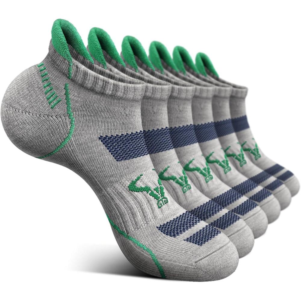 imageBULLIANT Men Running Socks 6PairsAnkle Athletic Socks Wicking Cushioned for Men WalkingArch Compression Support6pairsgray Heather 3658