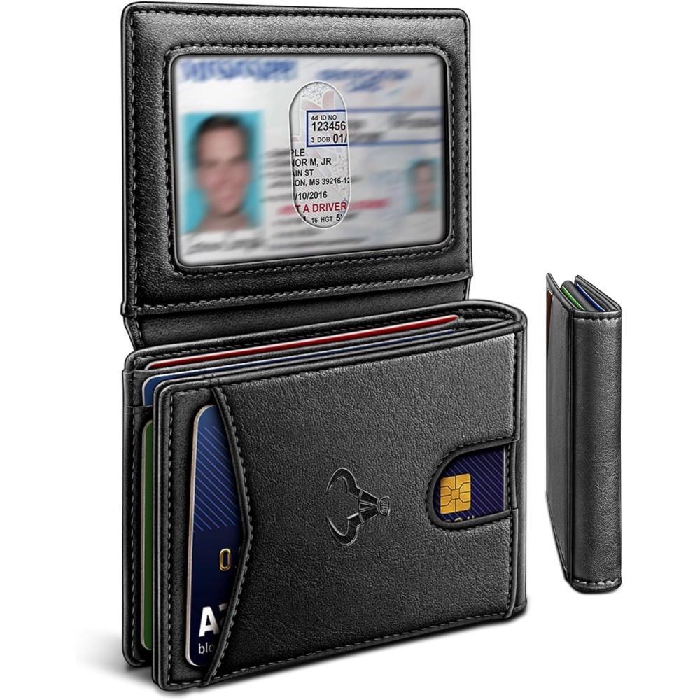 imageBULLIANT Men Wallet Slim Leather Wallet Front Pocket Card Holder Gift For Men 11 Slots RFID BlockingBlack4766