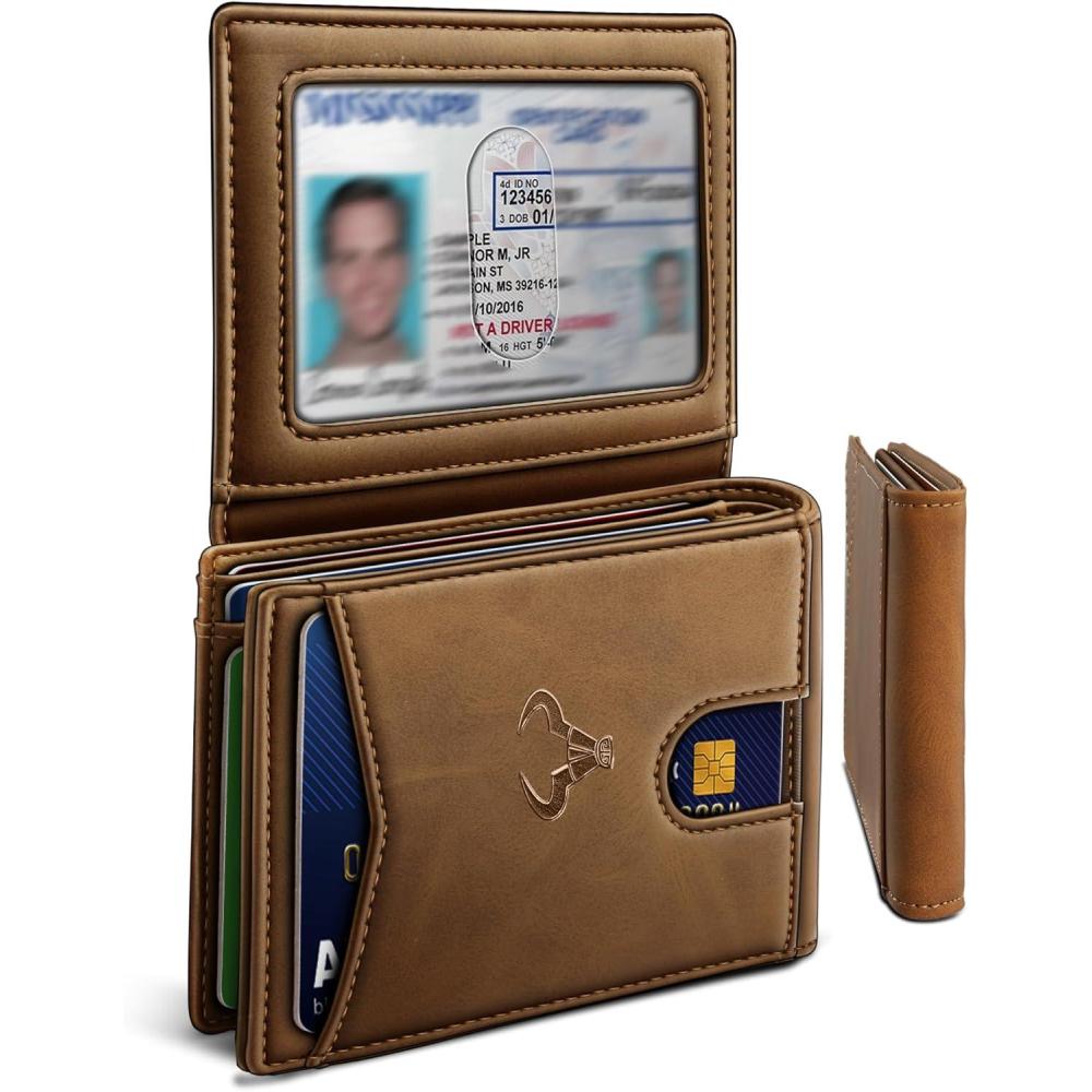 imageBULLIANT Men Wallet Slim Leather Wallet Front Pocket Card Holder Gift For Men 11 Slots RFID BlockingTiger Eye4768