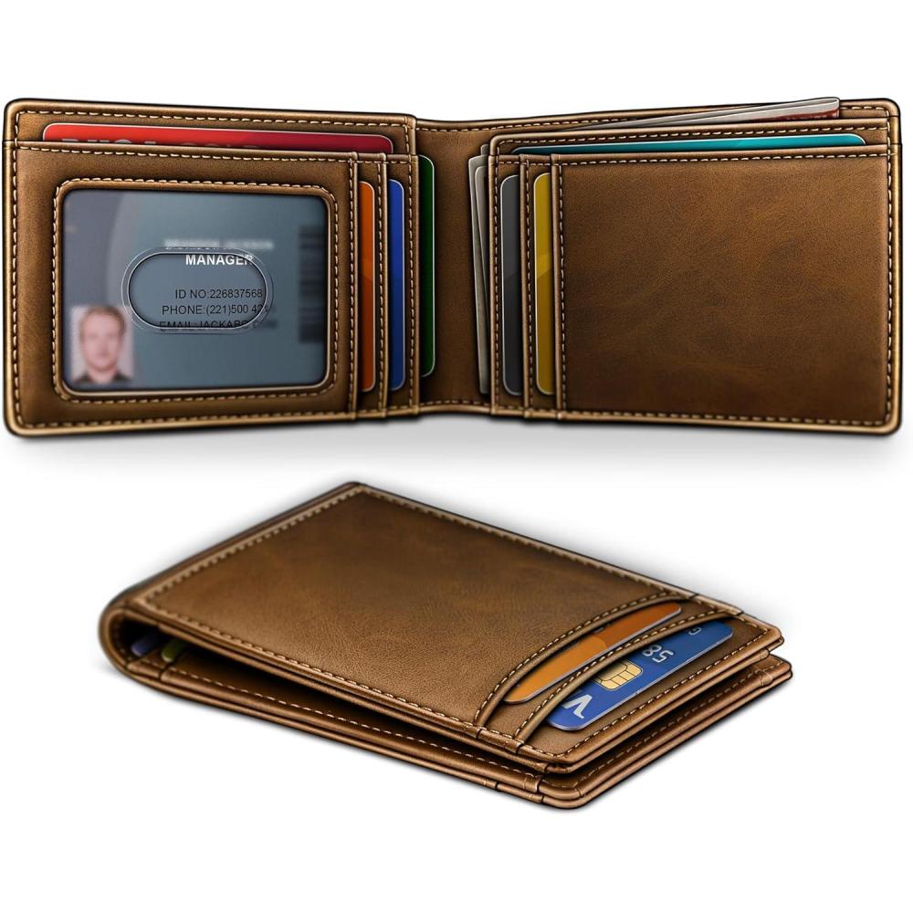 imageBULLIANT Men WalletSlim Leather Wallet Money Clip Magnetic Closure Simplifed Bill Folder 10Cards RFID Blocking 43quot3quotTiger Eye8466