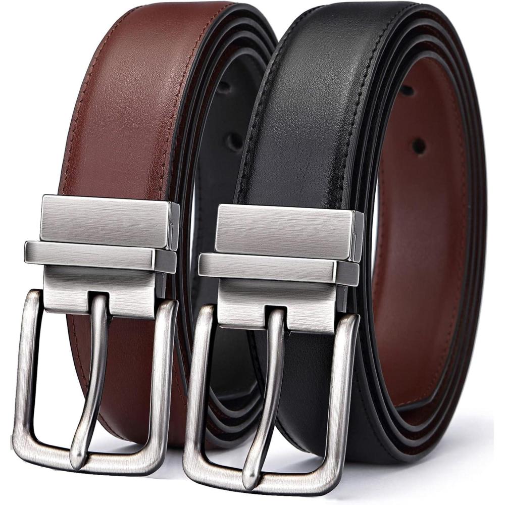 imageBULLIANT Mens BeltReversible Belt Adjustable For Gift Men 125Cut For Fit2 Sides in 1 BeltNot 2BlackLight Brown 073