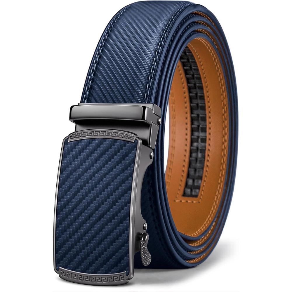 imageBULLIANT Mens BeltSlide Ratchet Belt Adjsutable For Men Suit Casual Jeans Gift BoxedTrim To FitAntique Blue2487