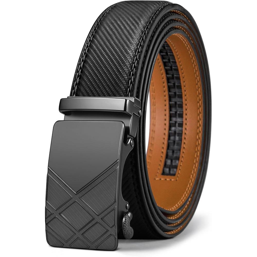 imageBULLIANT Mens BeltSlide Ratchet Belt Adjsutable For Men Suit Casual Jeans Gift BoxedTrim To FitBlack375