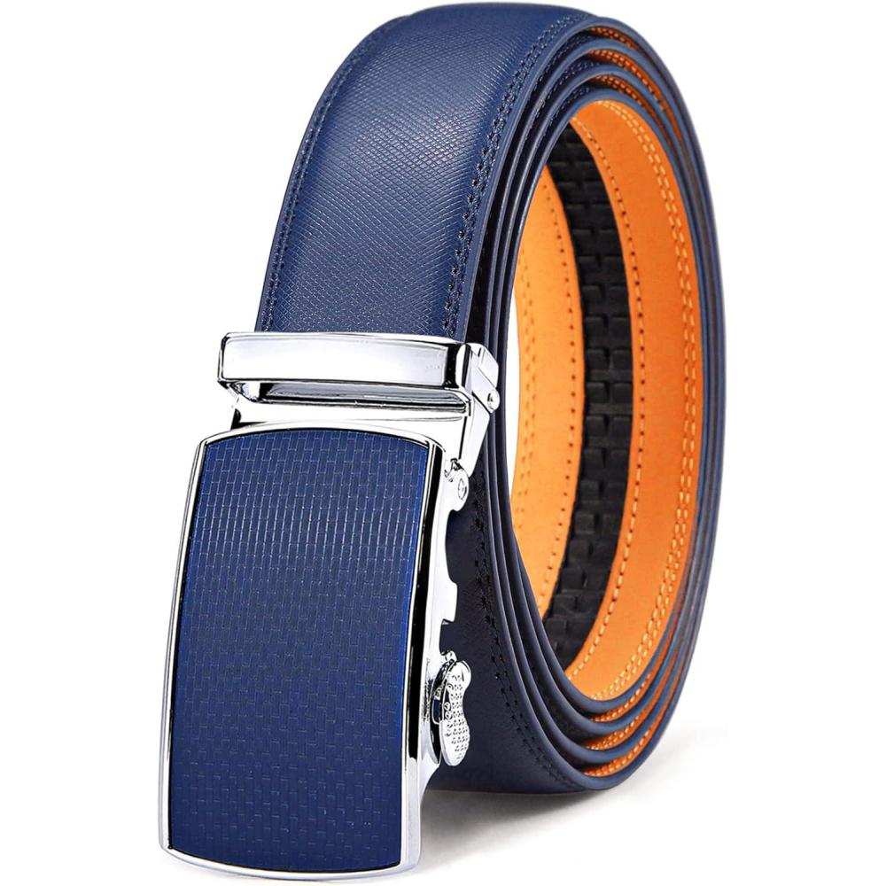 imageBULLIANT Mens BeltSlide Ratchet Belt Adjsutable For Men Suit Casual Jeans Gift BoxedTrim To FitBlue411