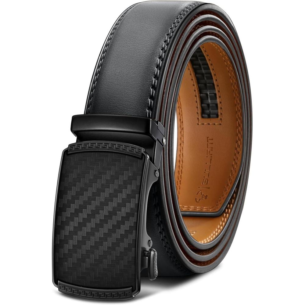 imageBULLIANT Mens BeltSlide Ratchet Belt Adjsutable For Men Suit Casual Jeans Gift BoxedTrim To FitDark Gray8199