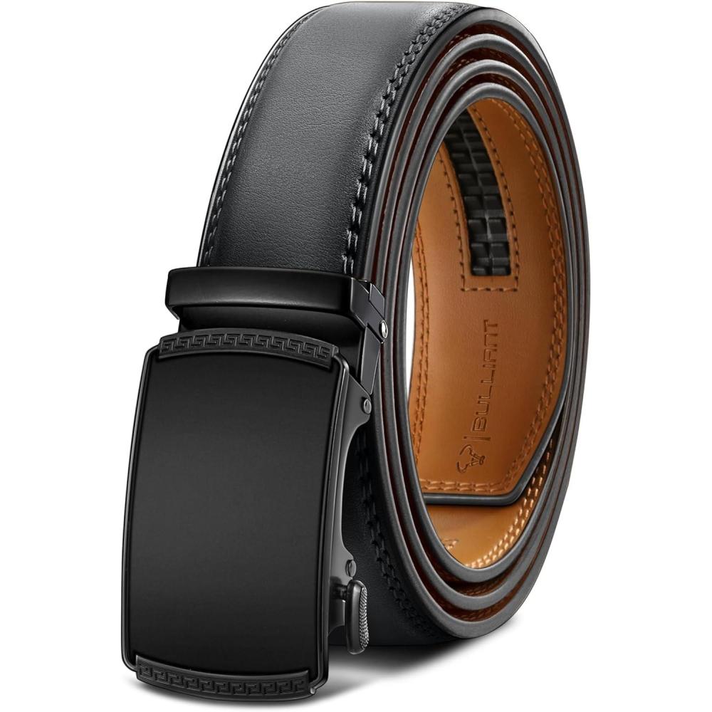 imageBULLIANT Mens BeltSlide Ratchet Belt Adjsutable For Men Suit Casual Jeans Gift BoxedTrim To FitDark Gray8204