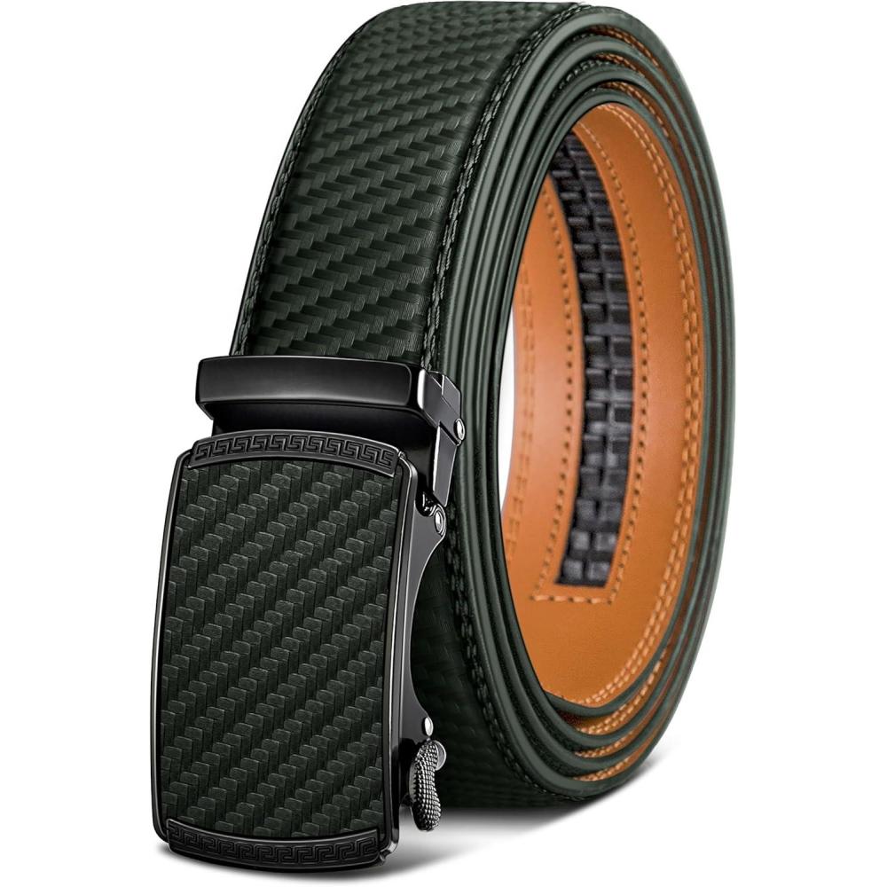 imageBULLIANT Mens BeltSlide Ratchet Belt Adjsutable For Men Suit Casual Jeans Gift BoxedTrim To FitDark Green2889