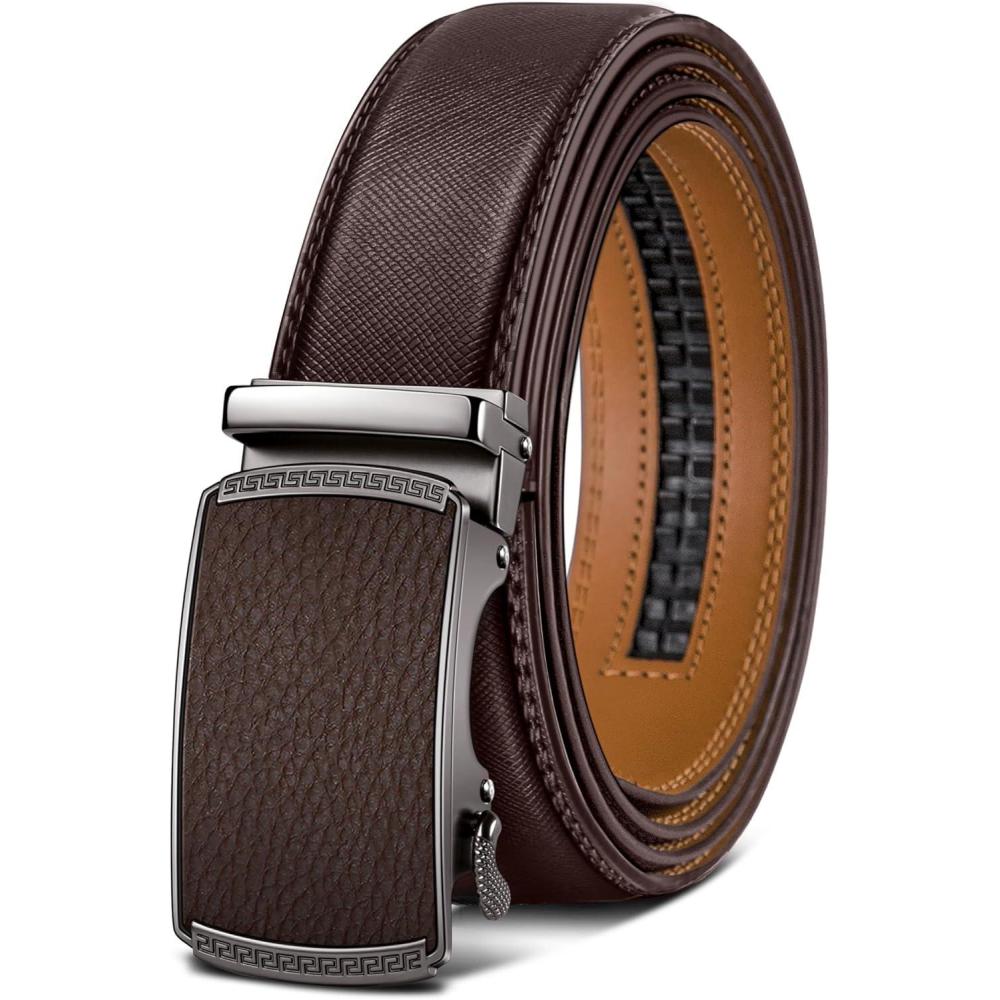 imageBULLIANT Mens BeltSlide Ratchet Belt Adjsutable For Men Suit Casual Jeans Gift BoxedTrim To FitDeep Brown401