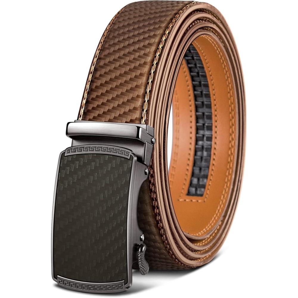 imageBULLIANT Mens BeltSlide Ratchet Belt Adjsutable For Men Suit Casual Jeans Gift BoxedTrim To FitTawny2887