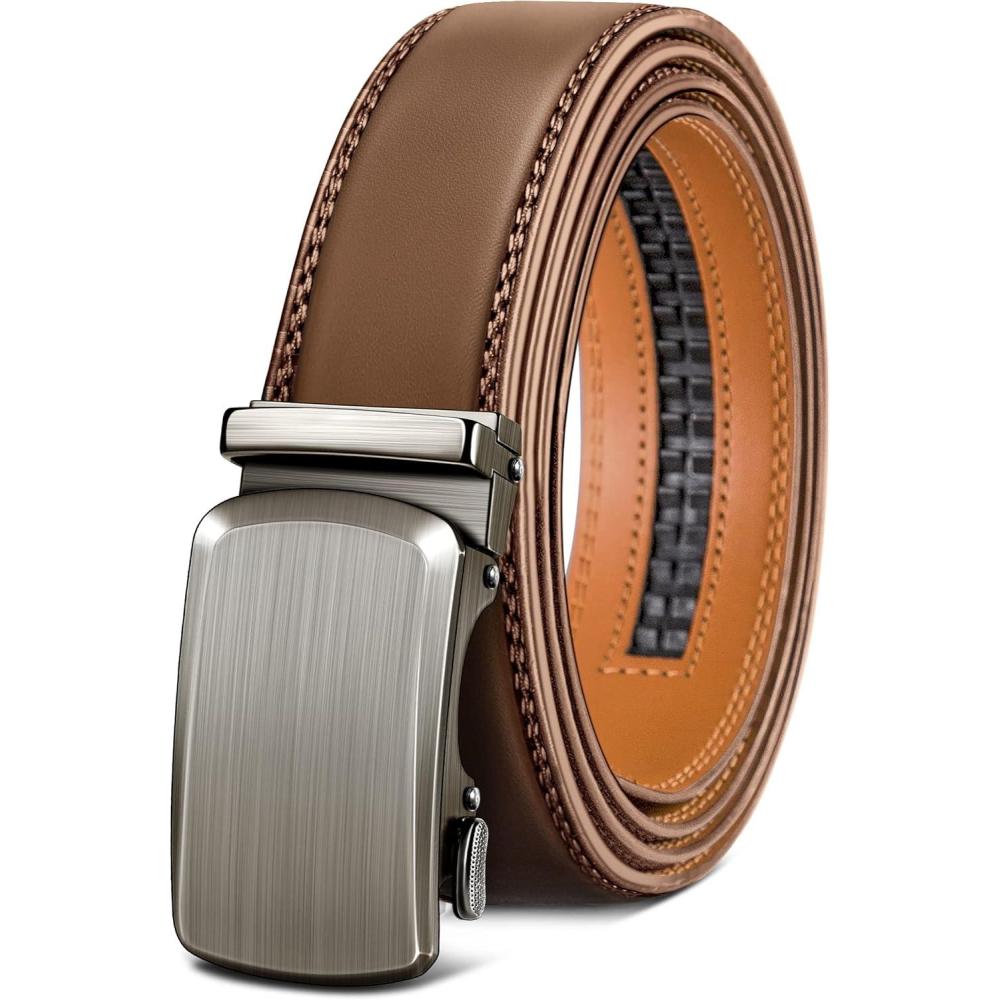 imageBULLIANT Mens BeltSlide Ratchet Belt Adjsutable For Men Suit Casual Jeans Gift BoxedTrim To FitTawny2890