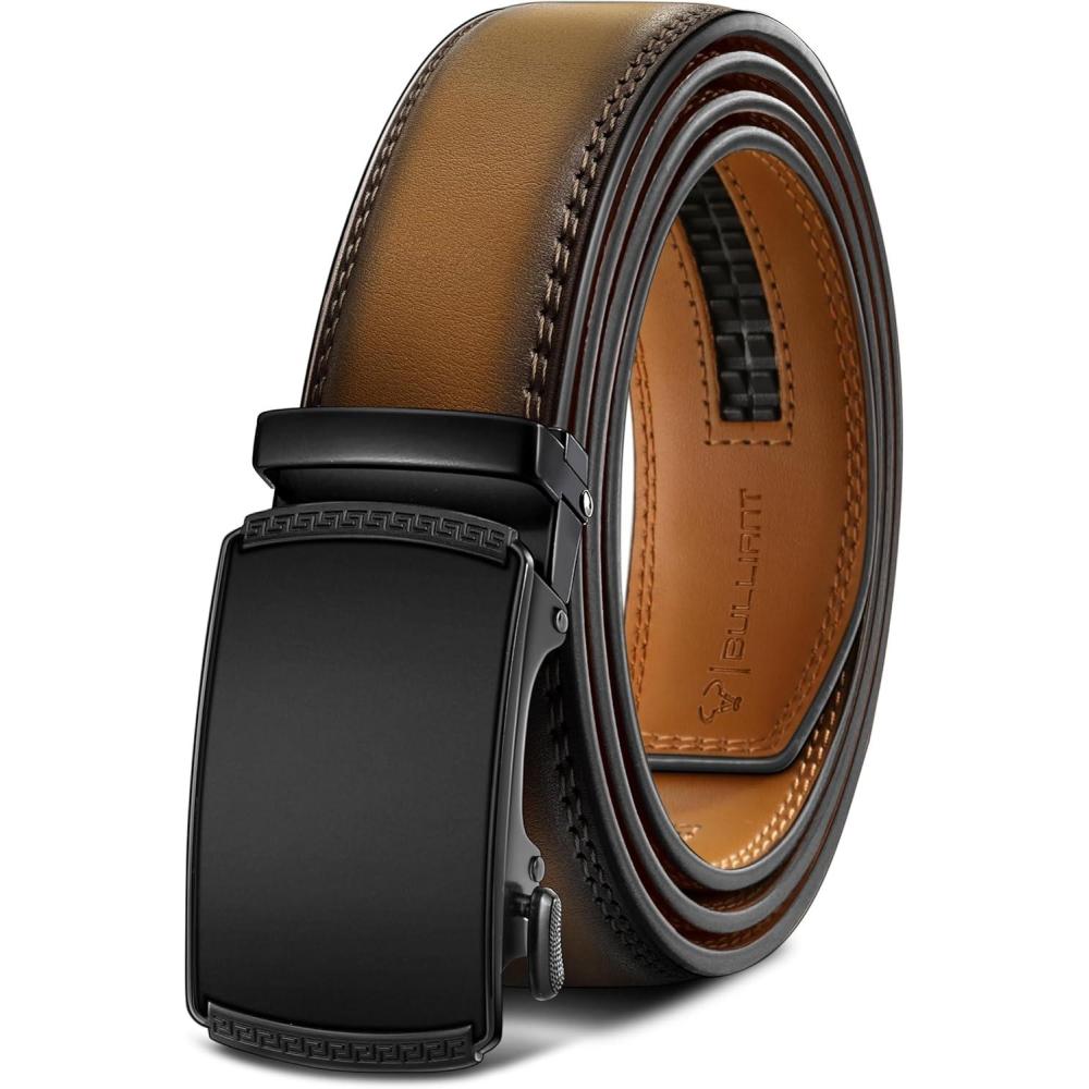 imageBULLIANT Mens BeltSlide Ratchet Belt Adjsutable For Men Suit Casual Jeans Gift BoxedTrim To FitTawny8202