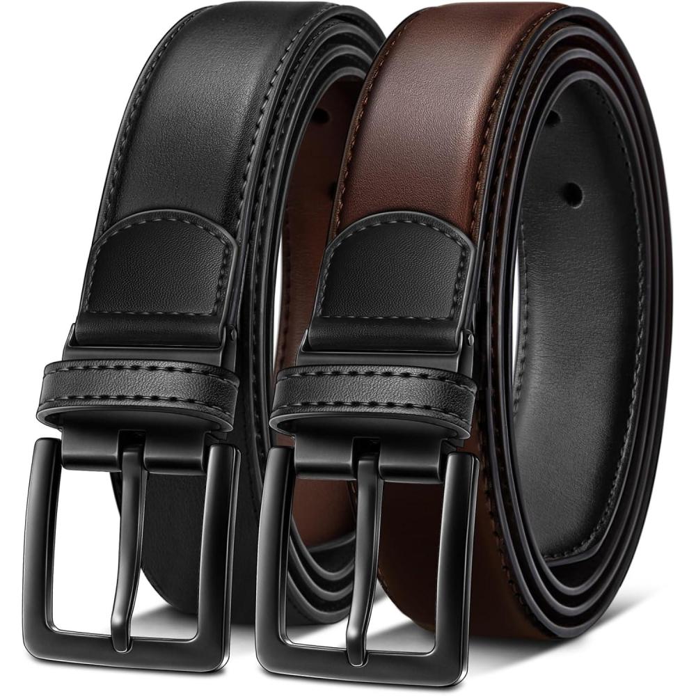 imageBULLIANT Reversible Belt For Men 2 IN 1Genuine Leather Adjustable 7 Holes For Men Dress Casual Jean GolfBlackDeep Brown8298
