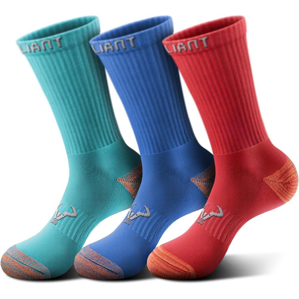 imageBULLIANT Women SocksCompression Calf Socks Cushioned Footbed for Men Women Sports Running Arch Support Breathable Wicking3pairs3 Color Mixed8409