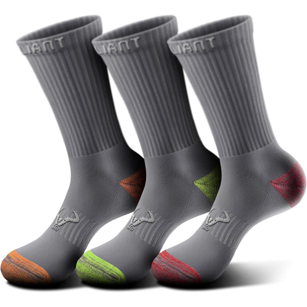 imageBULLIANT Women SocksCompression Calf Socks Cushioned Footbed for Men Women Sports Running Arch Support Breathable Wicking3pairsgray8407