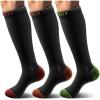 BULLIANT Compression Socks 3Pairs-15-20mmHg Circulation Support Men Women Hiking Sports Recovery-Upgraded Wicking Tech(3pairs-black7965)