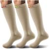 BULLIANT Compression Socks 3Pairs-15-20mmHg Circulation Support Men Women Hiking Sports Recovery-Upgraded Wicking Tech(3pairs-nude7958)