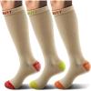 BULLIANT Compression Socks 3Pairs-15-20mmHg Circulation Support Men Women Hiking Sports Recovery-Upgraded Wicking Tech(3pairs-nude7966)