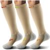 BULLIANT Compression Socks 3Pairs-15-20mmHg Circulation Support Men Women Hiking Sports Recovery-Upgraded Wicking Tech(3pairs-nude8395)
