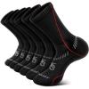 BULLIANT Compression Socks for Men 6Pairs, Athletic Crew Socks Cushioned For Men Sports Running-Arch Support(6pairs-black/Rose Red4476)