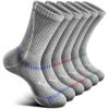 BULLIANT Men Athletic Socks, Compression Sports Crew Socks Cushioned For Men Outdoor Running Hiking-Arch Compression Support(6pairs-gray Heather 3720)