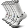 BULLIANT Men Athletic Socks, Compression Sports Crew Socks Cushioned For Men Outdoor Running Hiking-Arch Compression Support(6pairs-white4790)