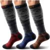 BULLIANT Men Compression Socks 3Pairs-Knee High Socks 15-20 Pressure Unise- Cushioned Sole Extra Wicking(3pairs-3 Color Mixed8347)