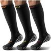 BULLIANT Men Compression Socks 3Pairs-Knee High Socks 15-20 Pressure Unise- Cushioned Sole Extra Wicking(3pairs-black8279)