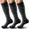 BULLIANT Men Compression Socks 3Pairs-Knee High Socks 15-20 Pressure Unise- Cushioned Sole Extra Wicking(3pairs-black8348)