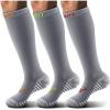 BULLIANT Men Compression Socks 3Pairs-Knee High Socks 15-20 Pressure Unise- Cushioned Sole Extra Wicking(3pairs-gray8280)