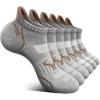 BULLIANT Men Running Socks 6Pairs-Ankle Athletic Socks Wicking Cushioned for Men Walking-Arch Compression Support(6pairs-gray Heather /Tiger Eye3001)