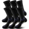 BULLIANT Men Socks, Athletic Compression Crew Socks Cushioned for Men Running Sports Hiking Fishing Arch Support(6pairs-black8286)