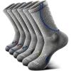 BULLIANT Men Socks, Athletic Compression Crew Socks Cushioned for Men Running Sports Hiking Fishing Arch Support(6pairs-gray Heather 4747)