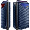 BULLIANT Men Wallet Leather Wallet Card Holders Money Clip for Men 10Cards-Magnetic Flip on Metal Case(Purplish Blue8016)