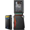BULLIANT Men Wallet, Metal Wallet Money Clip Magnetic Flip Top Grain Leather 13 Cards Pop-up Access Simplifed Bill Folder(Black8403)