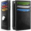 BULLIANT Men Wallet,Slim Airtag Wallet Genuine Leather Magnetic Closure RFID Blocking 11 Cards 4.3”×3.2“×1“(Black8271)