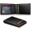 BULLIANT Men Wallet,Slim Leather Wallet Money Clip Magnetic Closure Simplifed Bill Folder 10Cards RFID Blocking 4.3″×3″(Black8465)